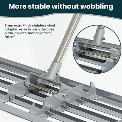 Lawn Leveling Rake 45" 6.5ft Lawn Leveler Ground Full Stainless Steel Leveling Landscape Rake Topdressing Spreader Levelawn Tool for Backyard, Garden, Golf Couse, Farm, Pasture