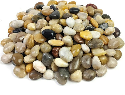 Pebbles for Indoor Plants, Natural Polished River Rocks, Small Decorative Mixed Color Stones for Planters Vase Fish Tank Aquariums Landscaping Garden, 2lbs