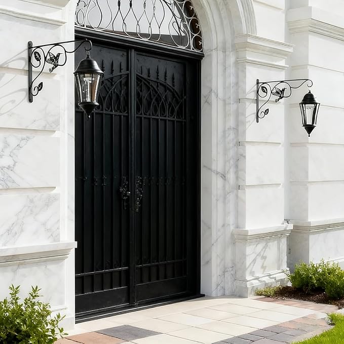 2 Packs Plant Hooks for Hanging, 12 Inch Indoor/Outdoor Metal Wall Black Hangers, Sturdy Plant Bracket for Planters, Wind Chimes, Lanterns, Bird Feeders, Garden, Home, Patio Decor