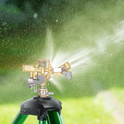 1/2 Inch Brass Sprinklers Head,Heavy Duty Water Sprinkler for Yard with 360 Degree Large Area Coverage Irrigation, Adjustable Impact Sprinklers Head Nozzle for Grass Patio Garden Irrigation