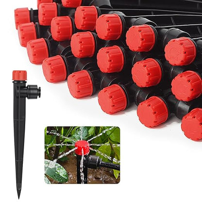 30 Pcs Easy-Connect Drip Emitters for 1/4 inch Drip Irrigation Tubing,Adjustable 360 Degree Water Flow Drip Irrigation Emitters Irrigation Drip Heads Irrigation Drippers for Garden Flower Plant
