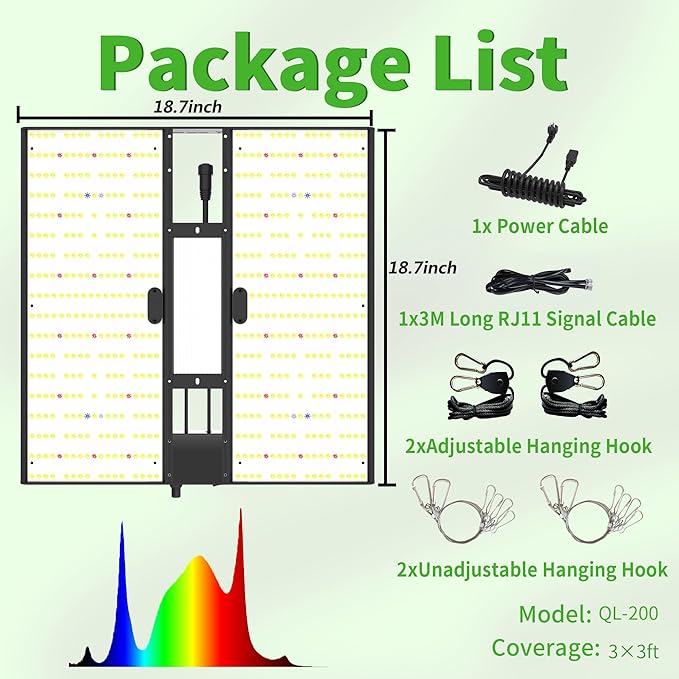 FARMLITE Grow Light for Indoor Plants Quantum Board Grow Light Full Spectrum Led Grow Lights Growing Lamp Daisy Chain Dimmable (200Watts)