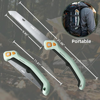 PrunePro Folding Saw Pruning Hand Saw for Wood Cutting with Triple-Cut SK5 Blade Camping Saw for Tree Trimming Gardening Work Foldable Saws