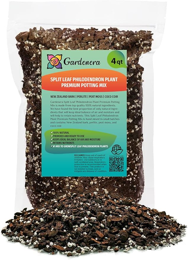 Gardenera Split Leaf Philodendron Soil Blend - Specially Designed for Unique Plant Needs - 4 Quart