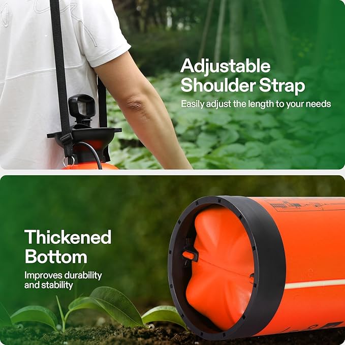 VIVOSUN 1.35-Gallon Pump Pressure Sprayer, Pressurized Lawn & Garden Water Spray Bottle with Adjustable Shoulder Strap, for Spraying Plants, Garden Watering and Household Cleaning