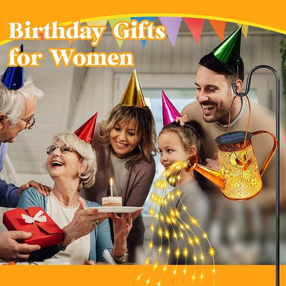 2 Pack Solar Watering Can Lights, Hummingbird Gifts for Christmas Women Mom Grandma Birthday, Waterproof Outdoor Garden Decor Large Hanging Solar Lanterns Garden Lights for Patio Yard Flowerbed