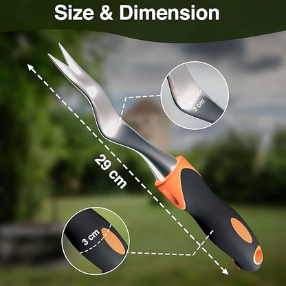 Alloy Steel Weed Puller Tool with Ergonomic Orange & Black Handle | Heavy Duty Weeding Tool for Effortless Root Removal | Durable Hand Tool for Garden & Lawn Weeding Tools Gardening