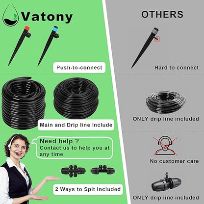 Drip Irrigation System Kit – 2025 New Quick-Connect Garden Watering System with 46FT 1/2'' Tubing Automatic Watering & Misting System for Greenhouses,Yards,Lawns,Gardens, Raised Beds