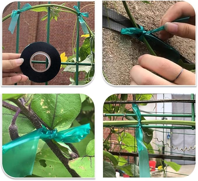 24 Rolls 150 Feet Stretch Tie Tape 0.5 Inch Garden Tie Tape Thick Plant Ribbon Garden Green Vinyl Stake for Indoor Outdoor Patio Plant Use