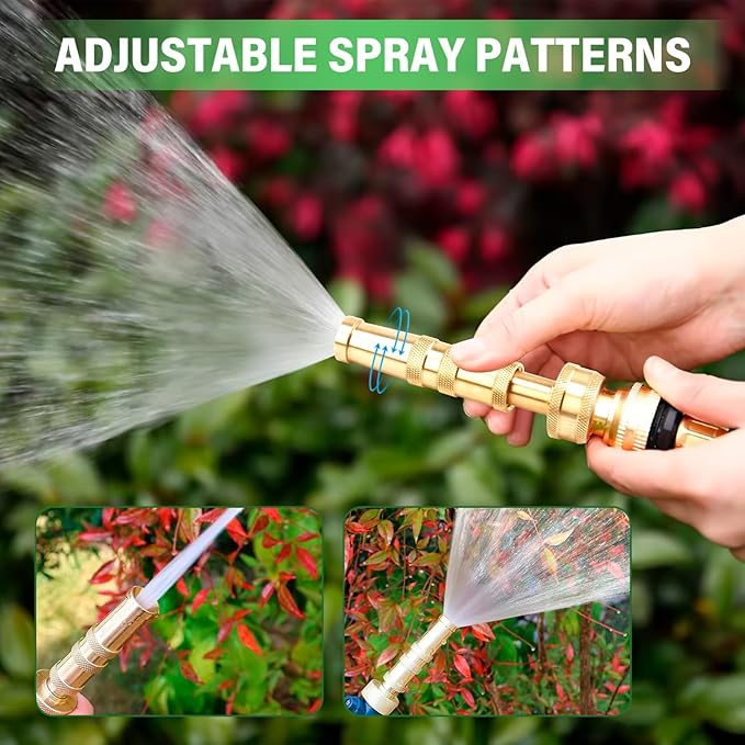 Garden Hose Nozzle with Adjustable Twist, High Pressure Hose Nozzle with Solid Brass, Jet Sweeper Nozzle Water Hose Sprayer Nozzle for Garden