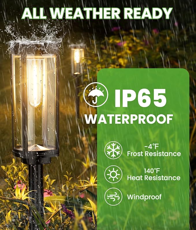 Bright Solar Pathway Lights, 12 Pack Solar Lights Outdoor Waterproof IP65, Auto On/Off Outdoor Garden Decorative Landscape Lighting for Walkway Driveway Lawn Patio Yard