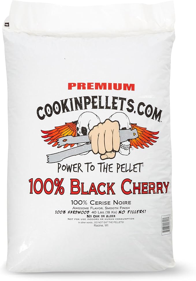 CookinPellets 40-Pound Premium All-Natural Black Cherry Hardwood Grill Smoker Wood Pellets, No Bark or Fillers, for BBQ, Meat, and Veggies (5 Pack)