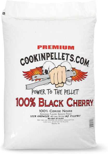 CookinPellets 40-Pound Premium All-Natural Black Cherry Hardwood Grill Smoker Wood Pellets, No Bark or Fillers, for BBQ, Meat, and Veggies (5 Pack)