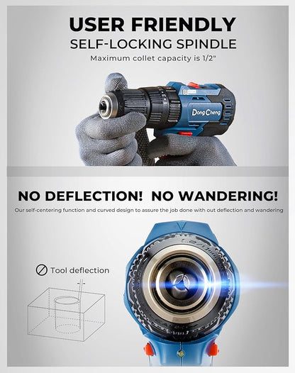 Dong Cheng 20V Brushless Heavy-duty Impact Drill, 443 in-lbs, 27000 BPM, 1/2" Keyless Metal Chuck, 20+1+1 Clutch, Cordless Hammer Drill for Drilling Brick Wall, Metal, Wood, Bare Tool