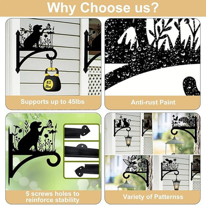 peacoblue Iron Plant Hangers Hooks for Outdoor Indoor Hanging Plants Flower Fern Pots Lantern Bird Feeder,11.6"x14.5" Weather Resistant Metal Wall Holder for Porch Garden Farmhouse(Golf)