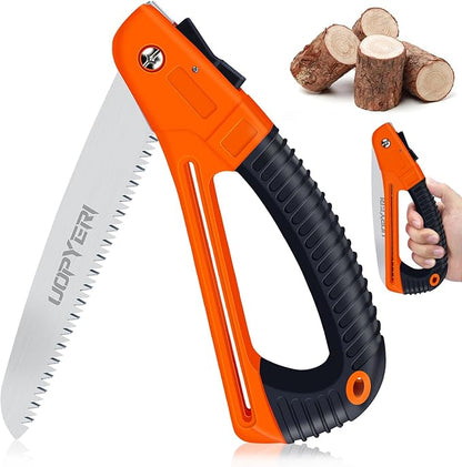 Folding Hand Saw, 8 Inch Heavy Duty High Carbon Steel Blade for Smooth Cutting, Camping, Gardening, Tree Pruning, Wood Cutting, Compact Design with Non-Slip Ergonomic Handle for Outdoor Use
