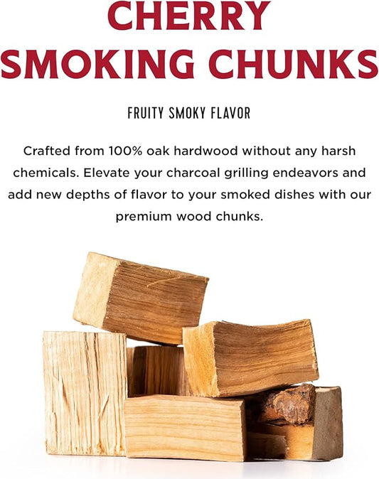 Fire & Flavor Cherry Wood Chunks for Smoking and Grilling - All-Natural, Long-Lasting with a Mildly Sweet Flavor - Large Chunk Wood Chips for Smokers,Red