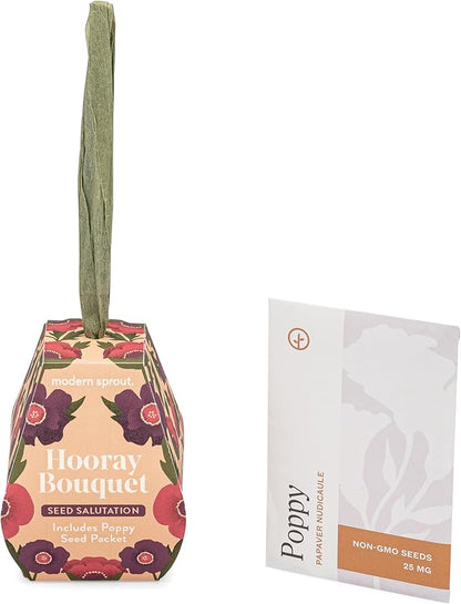 Modern Sprout Seed Salutations - Garden Seed Packet Gift Tag/Ornament - Non-GMO Poppy Seeds for Planting Indoor & Outdoor - Unique Gardening Gifts for Baby Shower, Birthdays - 12 Pack(Hooray Bouquet)