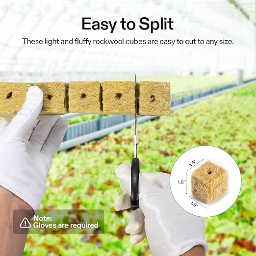 VIVOSUN 1.6 Inch Rockwool Cubes, Grow Cubes for Hydroponics, Cuttings, Cloning, Plant Propagation, Seed Startling, 8 Sheets 224 Plugs
