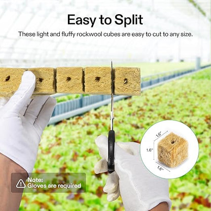 VIVOSUN 1.6 Inch Rockwool Cubes, Grow Cubes for Hydroponics, Cuttings, Cloning, Plant Propagation, Seed Startling, 8 Sheets 224 Plugs
