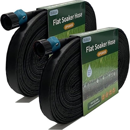2025 Flat Soaker Hose 150 ft for Garden, 150' (75ft x 2) Linkable Drip Hose Diy Garden Irrigation System Saving 80% Water, Dual-layer Leak-free Design Water Hose with Holes