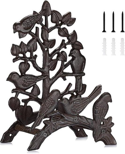 OwnMy Cast Iron Garden Hose Holder Wall Mount Water Hose Hanger for Outside, Heavy Duty Decorative Water Hose Reel Storage Organizer Rack for Outdoor Garden Lawn Yard, 8.7"L x 4.7"W x 12.3"H