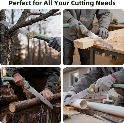 PrunePro Folding Saw Pruning Hand Saw for Wood Cutting with Triple-Cut SK5 Blade Camping Saw for Tree Trimming Gardening Work Foldable Saws