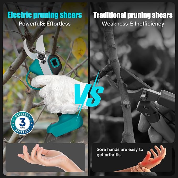 Cordless Electric Pruning Shears for Makita 18V Battery, Brushless Portable Pruner 1.2'' (30mm) Cutting Diameter w/LED Display, 4 Wrenches for Gardening Tree Branch (Battery NOT included)