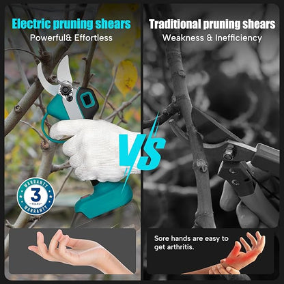 Cordless Electric Pruning Shears for Makita 18V Battery, Brushless Portable Pruner 1.2'' (30mm) Cutting Diameter w/LED Display, 4 Wrenches for Gardening Tree Branch (Battery NOT included)