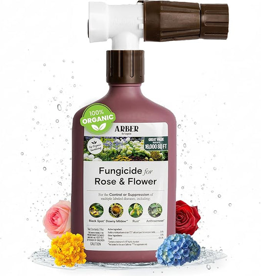 Organic Fungicide—Roses & Flowers, 16oz Ready-to-Spray | Stops Powdery Mildew, Black Spot, Rust, Blight | Bacillus amyloliquefaciens F727 | Pet-Safe, Pollinator-Friendly Garden Disease Control