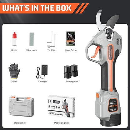 Electric Pruning Shears for Gardening,Garden Shears Brushless Trimming Branch Cutter 0.5 Second Shear Speed 0.9-1.5"Cutting Diameter,Pruning Shears with 6000 Cuts of 2 Rechargeable Battery