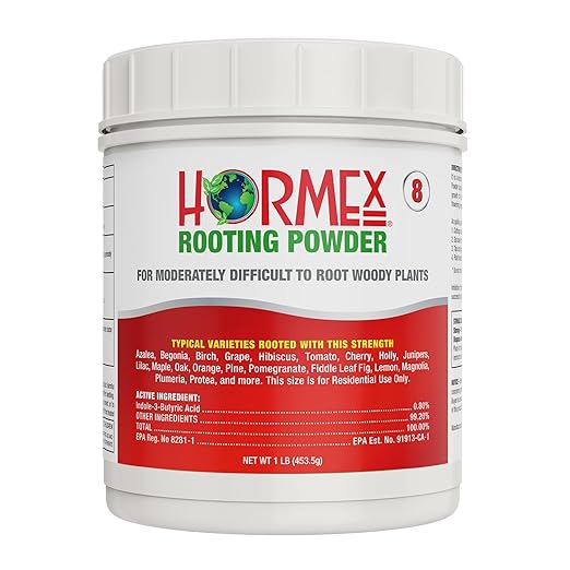 Hormex Rooting Powder #8 (0.80 IBA) - Fast-Acting Rooting Hormone for Semi-Hardwood Houseplants & Tree Cuttings - Root Stimulator for Plant Cloning - Strong Growth for Maximum Propagation Success, 1LB
