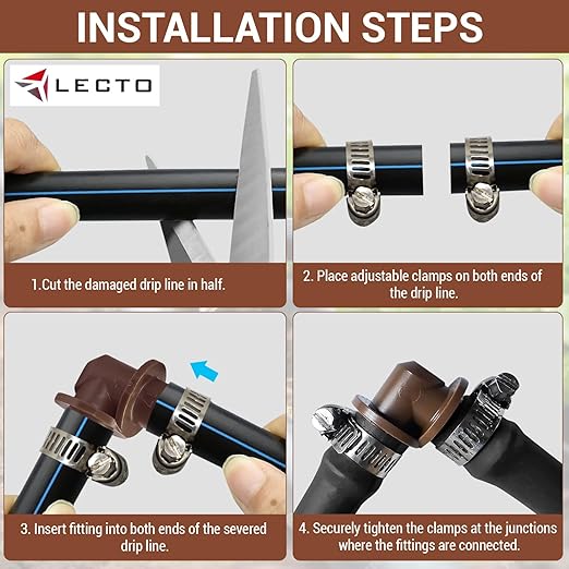 LECTO Universal 5/8", 1/2", .700" Drip Line Repair Kit – Elbow, 1