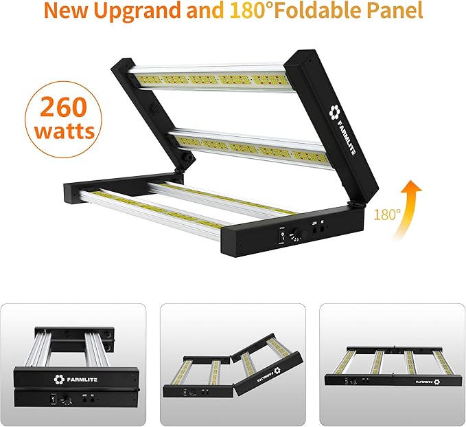 Grow Light FARMLITE LED Grow Lights for Indoor Plants Full Spectrum Growing Light Plant Hanging Growing Lamps Seedling Daisy Chain Dimmable Board 4x4ft Coverage (260watts)