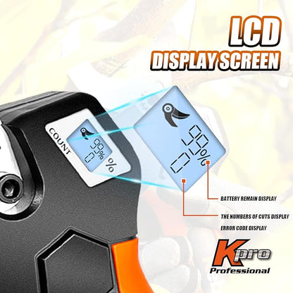 Cordless Electric Pruning Shears 40MM, Kebtek Professional Pruning Shears Battery Powered 18V Brushless Motor 2Pack 2AH Rechargeable Battery-LCD Display Screen (KT940)