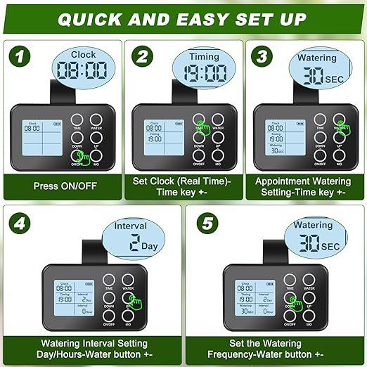 Automatic Plant Waterer Indoor: Drip Irrigation System with Large Display, Easy Programming, Vacation Plant Watering Devices for 15 Potted Plants, New Upgraded Christmas Tree Watering System