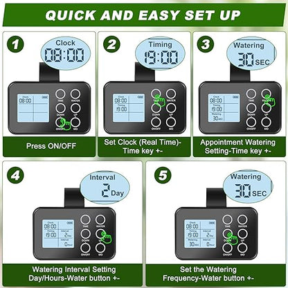 Automatic Plant Waterer Indoor: Drip Irrigation System with Large Display, Easy Programming, Vacation Plant Watering Devices for 15 Potted Plants, New Upgraded Christmas Tree Watering System