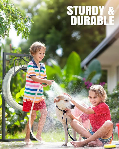 Breeze Touch Garden Hose Holder Freestanding, 4 Spikes Heavy Duty Outdoor Hose Stand, Metal Rack for Yard, Durable Water Hose Storage for outside, Compact Organizer for Garden Use