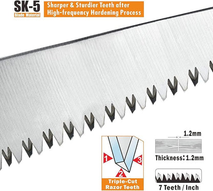 Toolux Folding Saw,9.45 Inch Hand Saws for Wood Camping, Dry Wood Pruning Saws With Hard Teeth, Quality SK-5 Steel Compact Design with Non-Slip Ergonomic Handle for Outdoor Use,Yellow