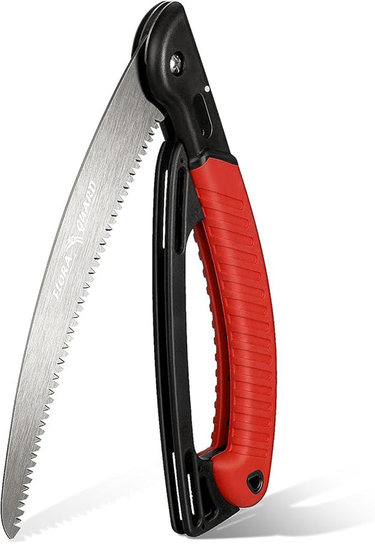 FLORA GUARD 10-Inch Folding Hand Saw, Heavy Duty Pruning Saw with Multi-Level Razer Teeth for Wood Cutting, Tree Trimming, Professional Camping Gardening Tools