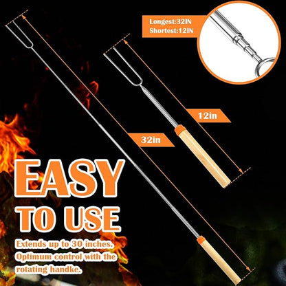 150 Pack 32 Inch Marshmallow Roasting Sticks Bulk, Smores Skewers for Fire Pit Kit, Hot Dog Camping Skewers Accessories Campfire Marshmellow Extendable Forks Bbq Tools Smores Sticks