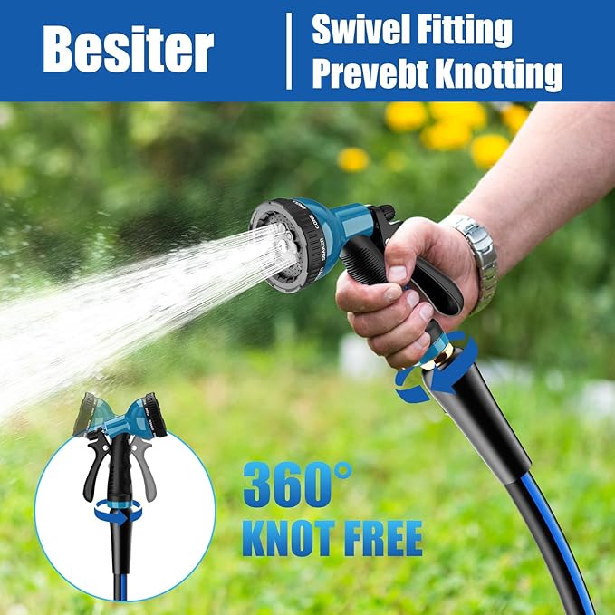 Short Garden Hose 5/8” 5FT: Burst-Resistant Water Hose with Sturdy Brass Fittings - Leakproof Hose Male to Female - Durable Hose for Yard, Lawn, Car Wash, Outdoor, Watering, Dark Blue