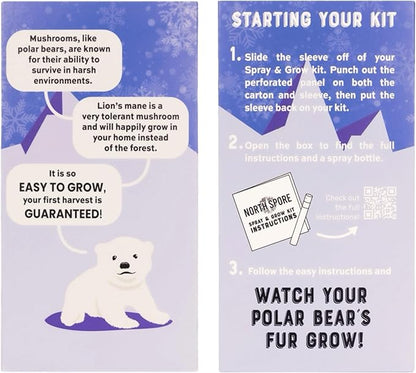 North Spore Organic Lion's Mane Mushroom Spray & Grow Kit (4 lbs) | USDA-Certified Organic, Non-GMO, Beginner-Friendly & Easy to Use | Handmade in Maine, USA | Limited Edition Holiday Polar Bear Kit