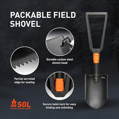 Survive Outdoors Longer Survival Carbon Steel Packable Field Shovel