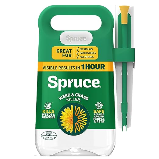 Spruce Weed Killer Spray - Snap & Spray Weed & Grass Killer₂ Powered Starter Kit - Reusable Sprayer with Wand for Spot-Treating Driveways, Gardens & More (64 Oz Bottle)