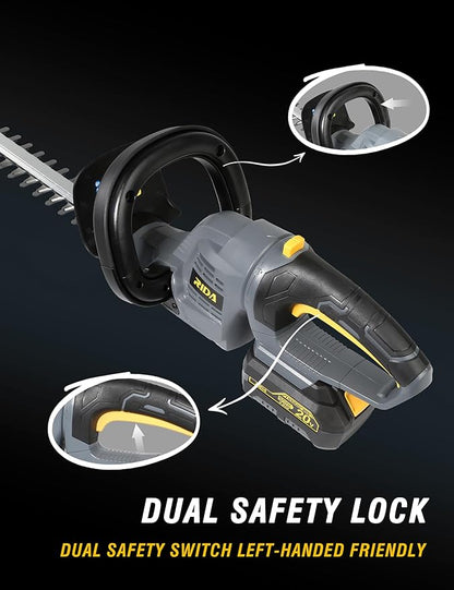 20'' Cordless Hedge Trimmer with 20V/4.0Ah Battery, Steel Blade & 180° Rotatable Head - Best Handheld Electric Trimmer Grass Shrub Pruning Cutter, Lightweight & Compact Hedge Shear for Garden, Lawn