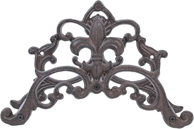 Cast Iron Garden Hose Holder, Wall Mount Hose Storage (Brown)