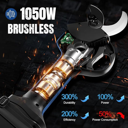 SWANSOFT Electric Pruning Shears with LED - 1.6" Cutting Diameter Cordless Electric Pruners Shears, 3 * 2.5Ah Battery Powered 1050W Progressive Scissors for Garden Tree Branch Pruner