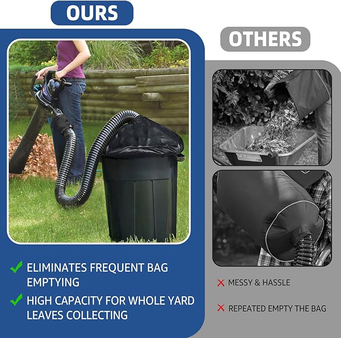 Leaf Collector for Major Brand Leaf Blower/Vacuum/Mulcher, 8FT Hose with Adjustable Adapter Fits 2.3"-5" Ports