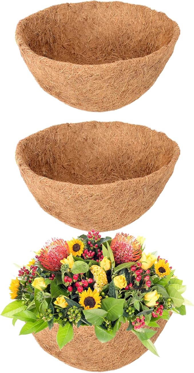 Legigo 3 Pack 8 Inch Hanging Basket Coco Liners Replacement, 100% Natural Round Coconut Coco Fiber Planter Basket Liners for Hanging Basket Flowers/Vegetables